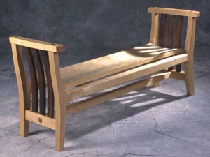 Entry bench with coopered seat
